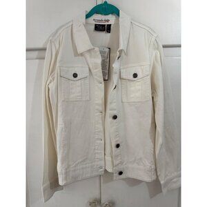 NWT Women With Control My Wonder Denim White Jeans Jacket, Size Medium, Stretch